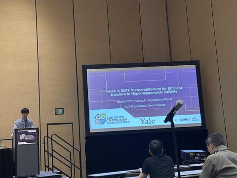 Ruokai Yin giving a paper presentation at DAC'25.